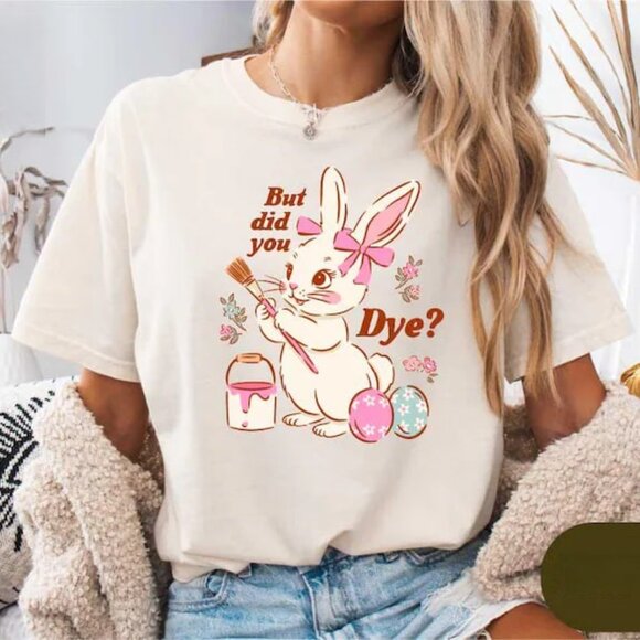 Tops - Funny Easte Tshirt, Spring Season Bunny Tee, Cute Easter Day Shirt Gift